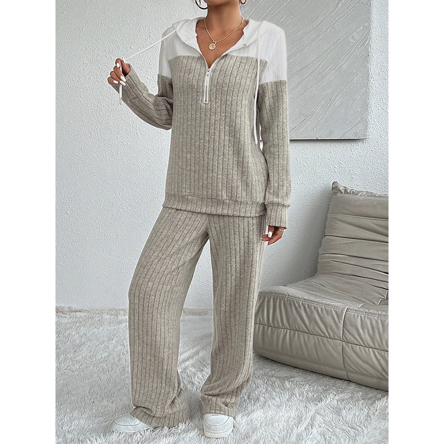 SOMER 2 piece workout lounge Sets for Women Fall Outfits 2025 Sweatsuit Long Sleeve Cute Zip-Up Pullover with Casual Wide Leg Sweatpants