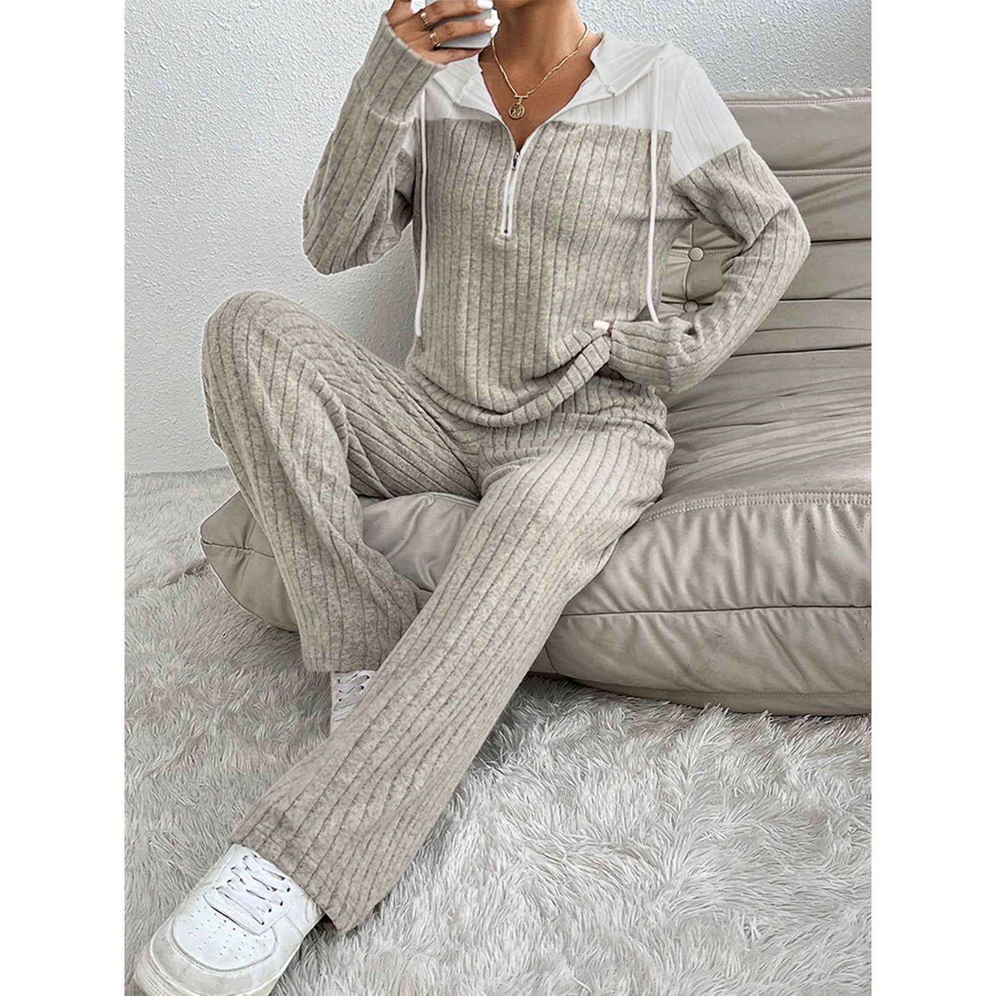 SOMER 2 piece workout lounge Sets for Women Fall Outfits 2025 Sweatsuit Long Sleeve Cute Zip-Up Pullover with Casual Wide Leg Sweatpants