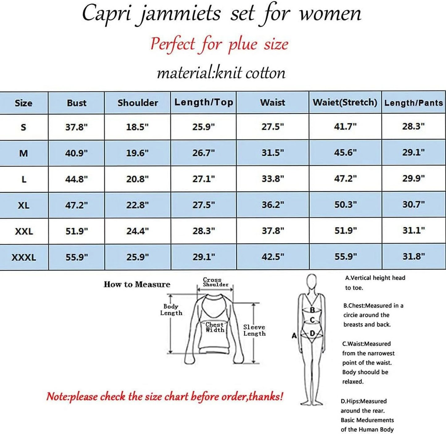 SOMER Womens Pajama Sets Cotton Pj Set Short Sleeve Top With Capri Pants Sleepwear 2 Piece Lounge Set