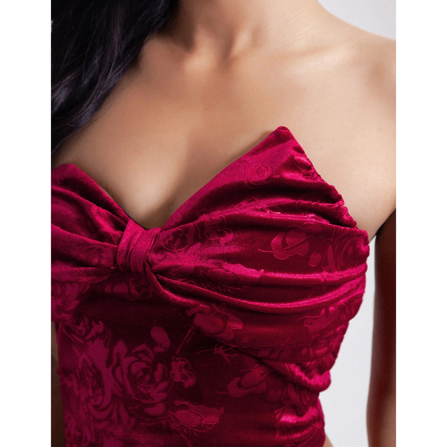 SOMER Tube Tops For Woman Summer Eyelet Bandeau Butterfly Knot Off Shoulder Top