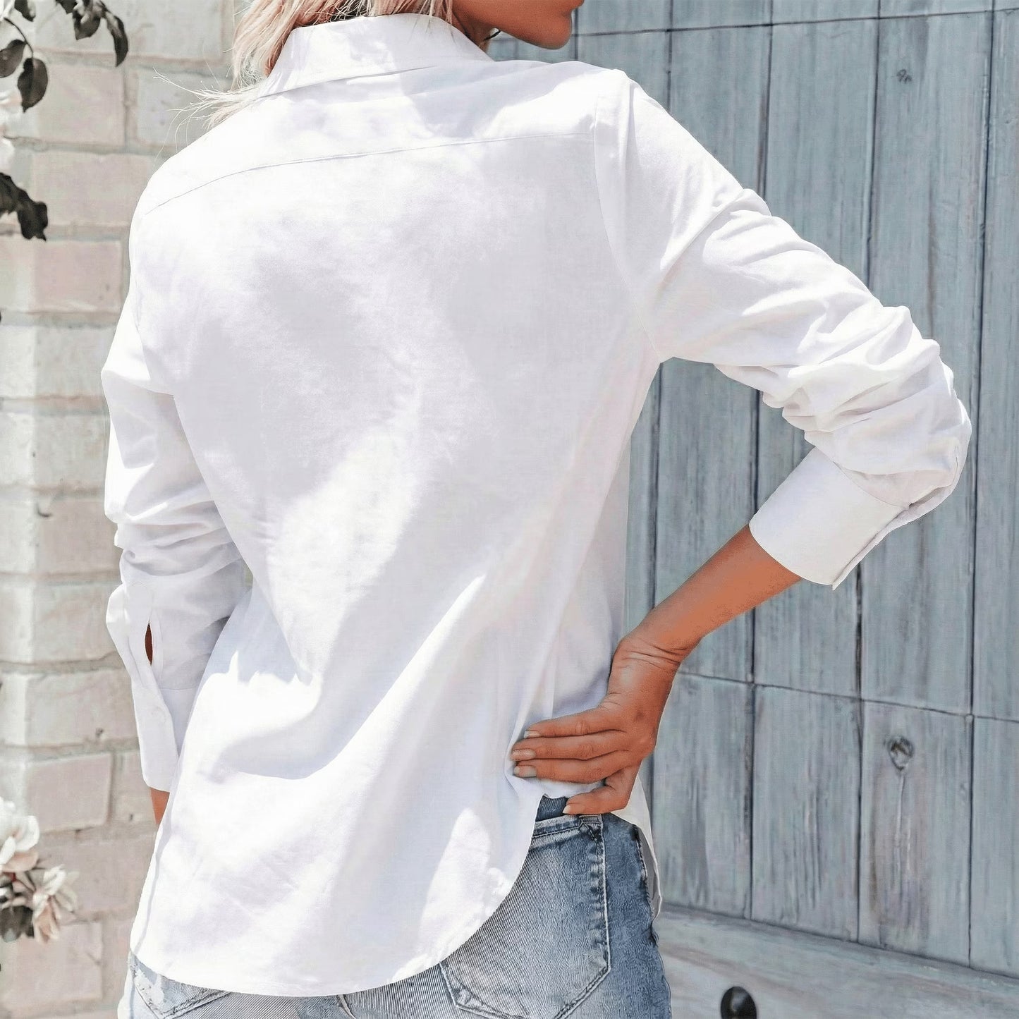 SOMER Women's White Button Down Shirts for Women Long Sleeve Dress Shirts Wrinkle Free Collared Work Office Solid Blouses Tops