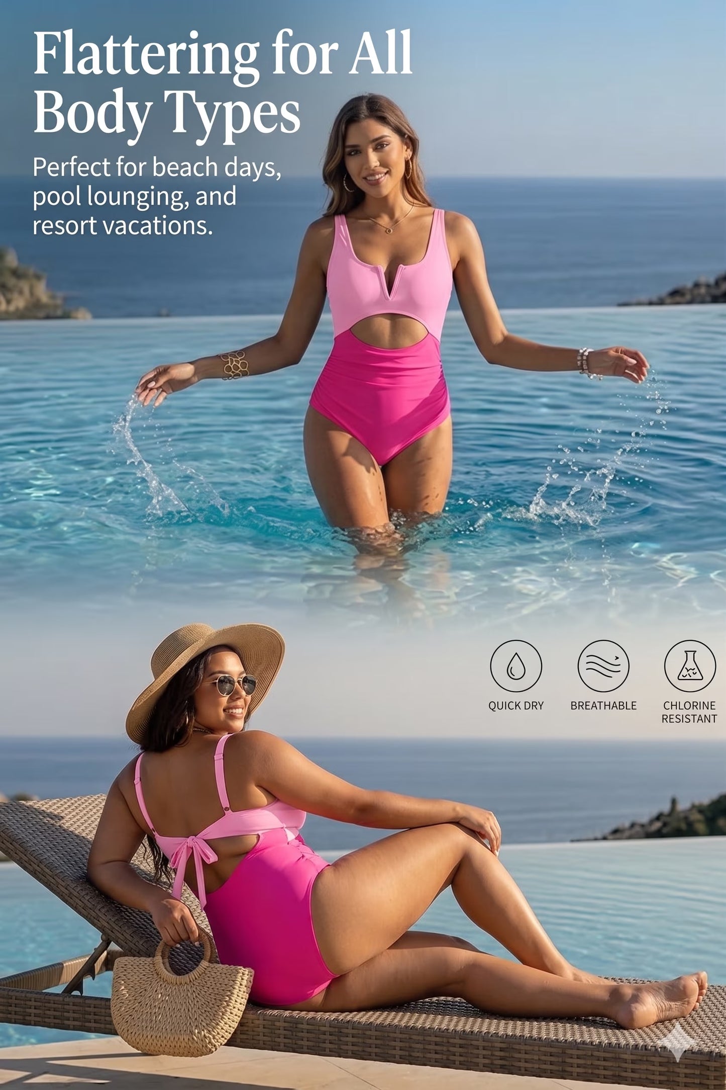 SOMER Women's One Piece Swimsuit Tummy Control Bathing Suits Cutout High Waisted Wrap Tie Back 1 Piece Swimwear