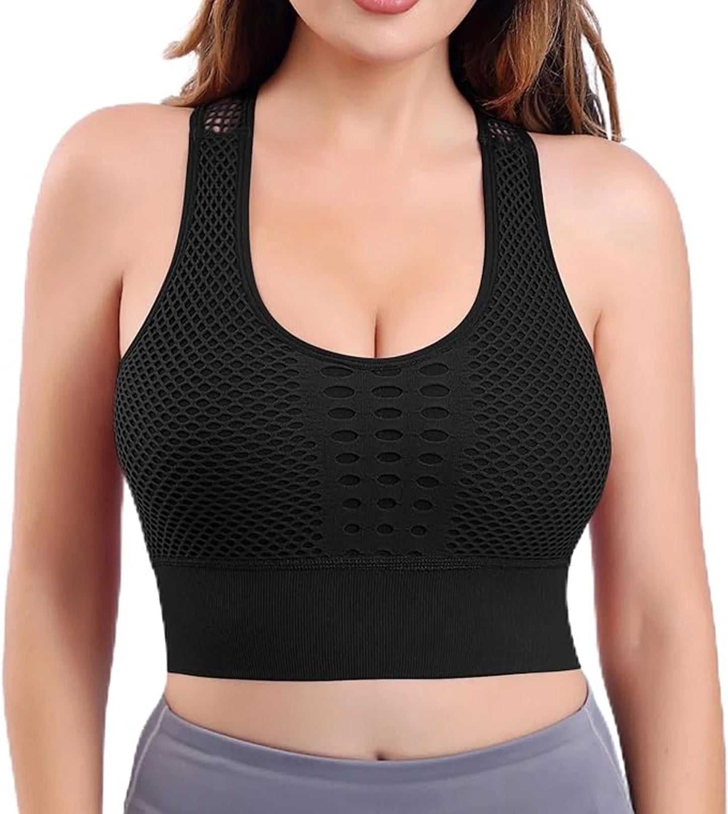 SOMER 2 Packs Sports Bras for Women, I Back Sports Bra Set Hollow Back Design Comfortable Sexy for Yoga Running (Black and White)