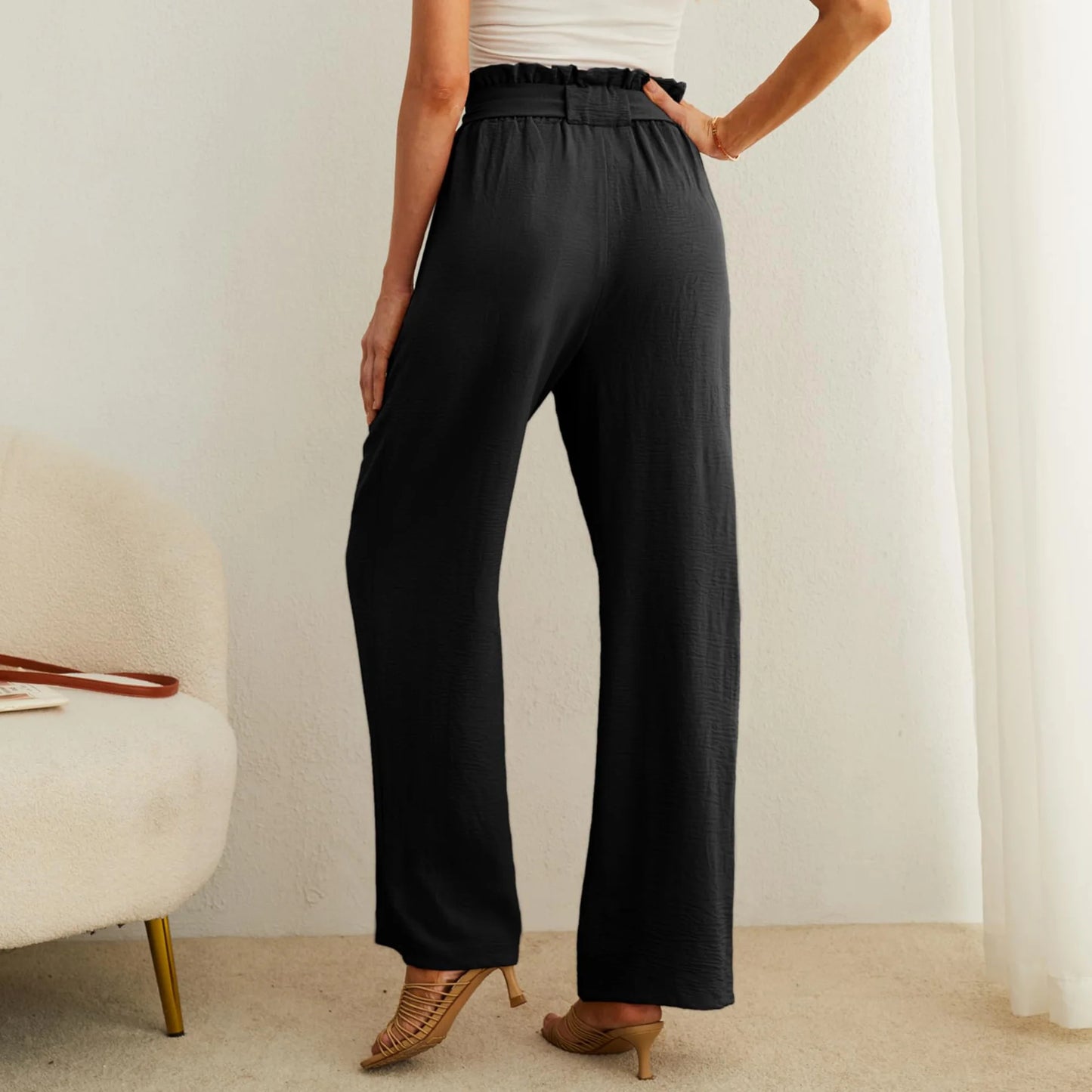 SOMER Women’s Wide Leg Pants Palazzo Pants Flowy Dressy Pants High Waisted Business Work Trousers with Pockets