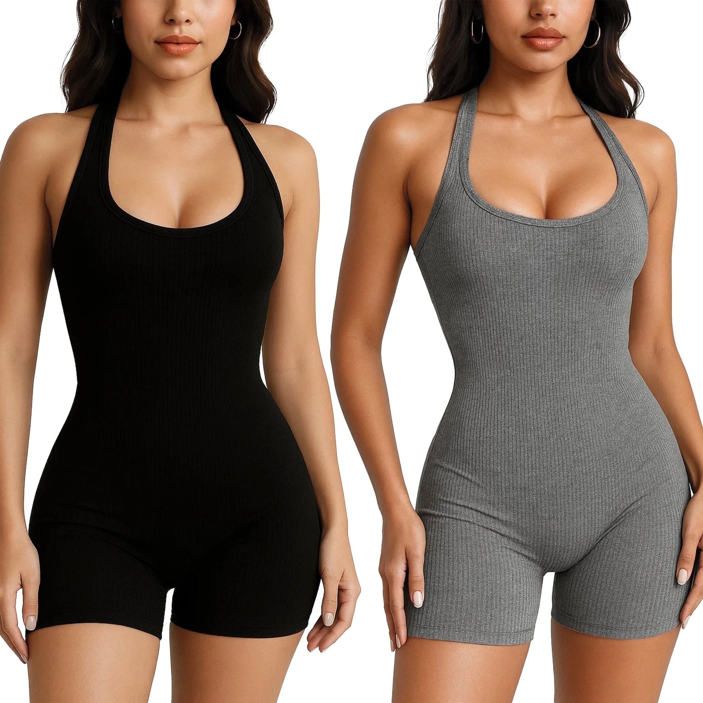 SOMER Body Suit Tummy Control Bodysuit Deep V Neck Short Sleeve Tops Black Bodysuits for Women Clothing