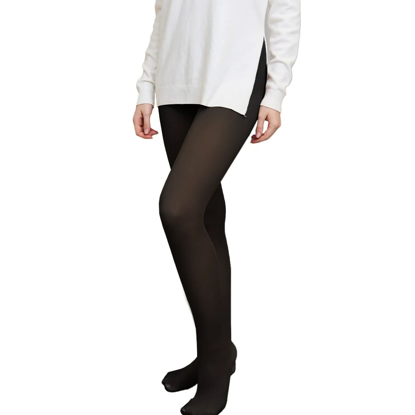 SOMER Fleece Lined Tights Women Thermal Thick Pantyhose Warm Fake Translucent Leggings for Women in Winter, Black