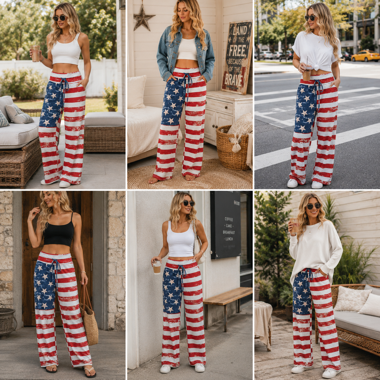 SOMER Wide Leg Pants for Women Lounge Pants Casual with Contrast Drawstring Palazzo Pants Loose Comfy Casual Bottoms Red Blue