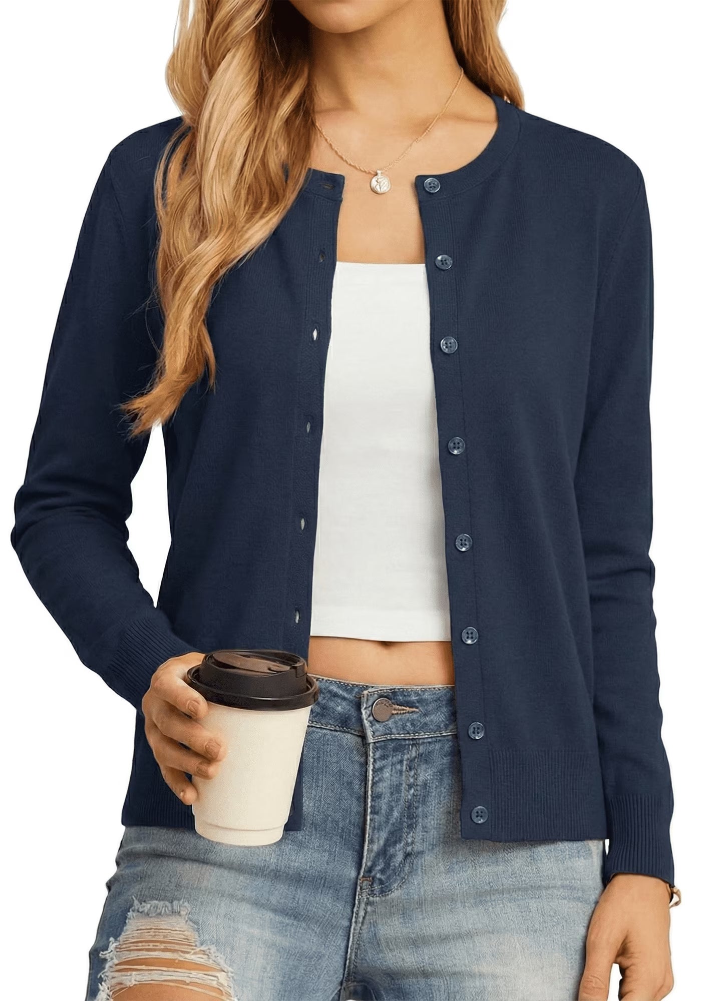 Women’s Long Sleeve Open Front Cardigan Casual Lightweight Knit Sweater