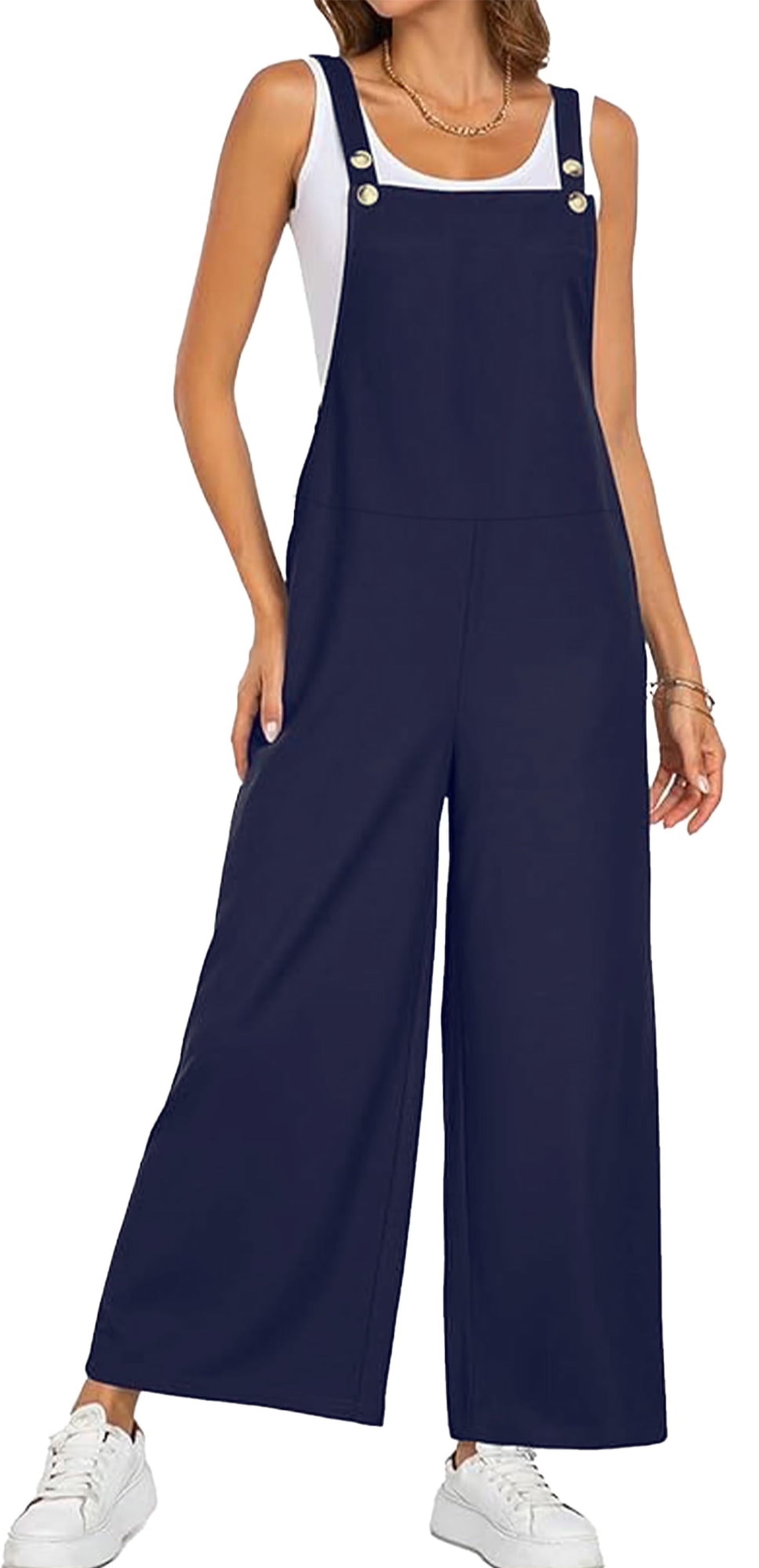SOMER Women’s Jumpsuit Overalls Adjustable Strap Loose Fit Romper with Pockets Casual Bib-Style Maternity Friendly Plus Size