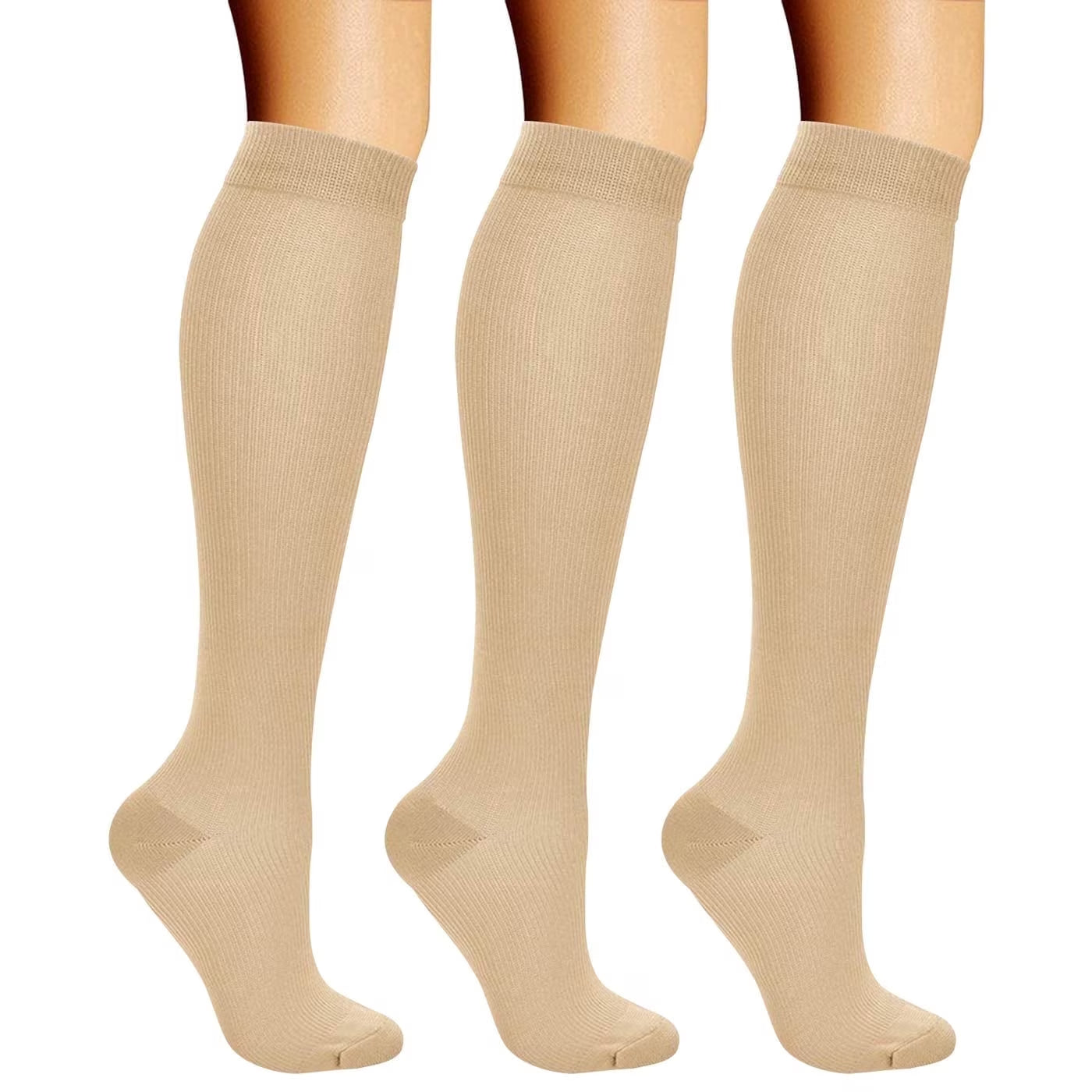SOMER 3 Pairs Socks for Women & Men Knee High Socks is Best Support for Running, Travel and Cycling, Black