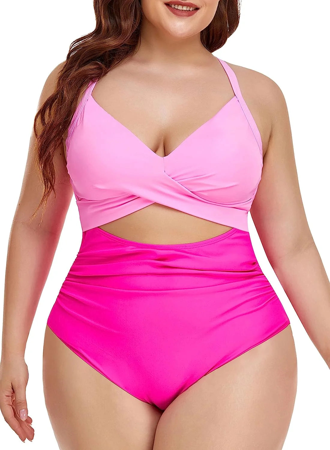 SOMER Women's Swimsuits One Piece Bathing Suit for Women Tummy Control Cutout High Waisted Bathing Suit Wrap Tie Back 1 Piece Swimsuit