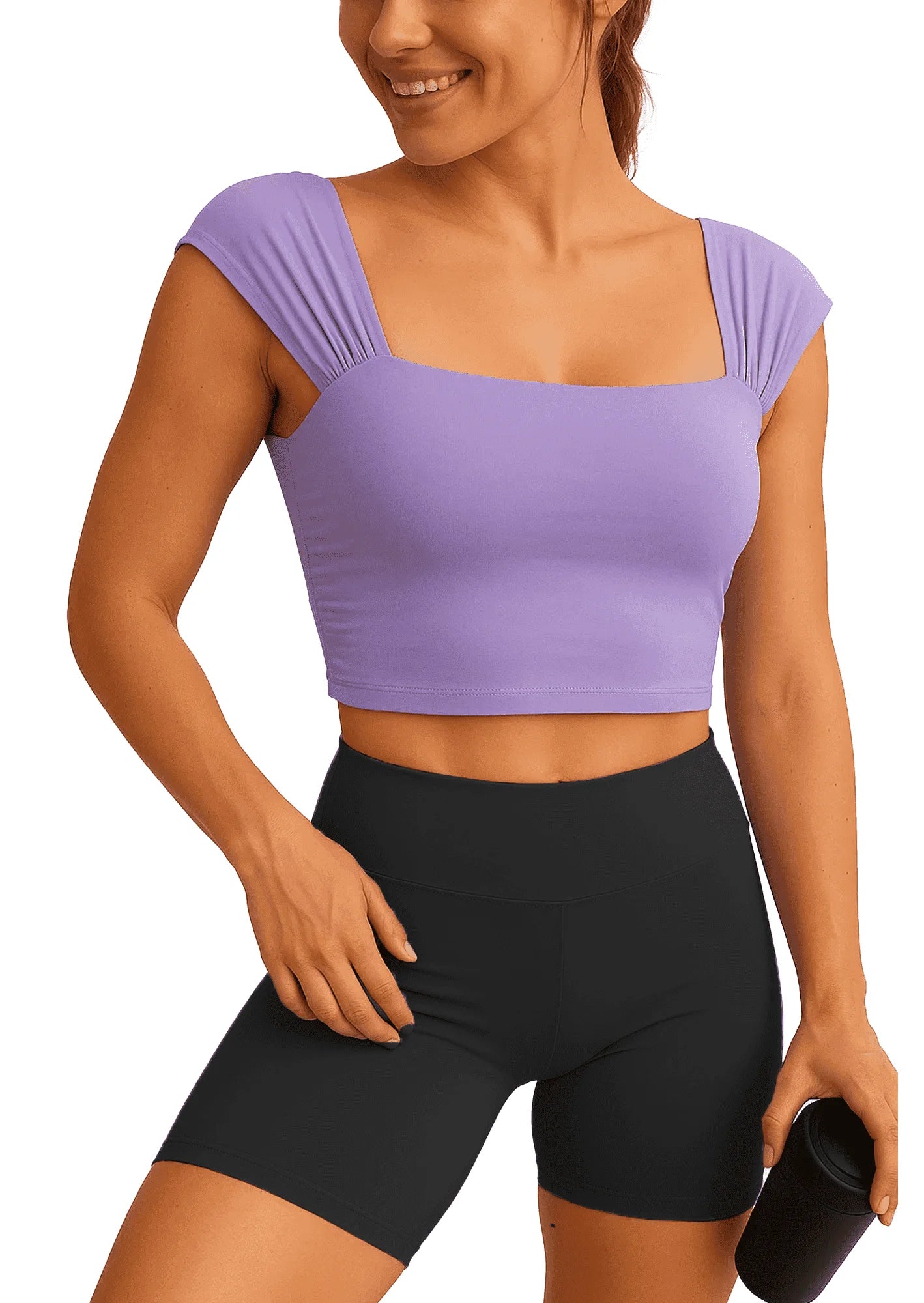 SOMER Women's Crop Tops Workout Gym Yoga Athletic Tank Tops for Women Short Sleeve Shirt Twist Front Design