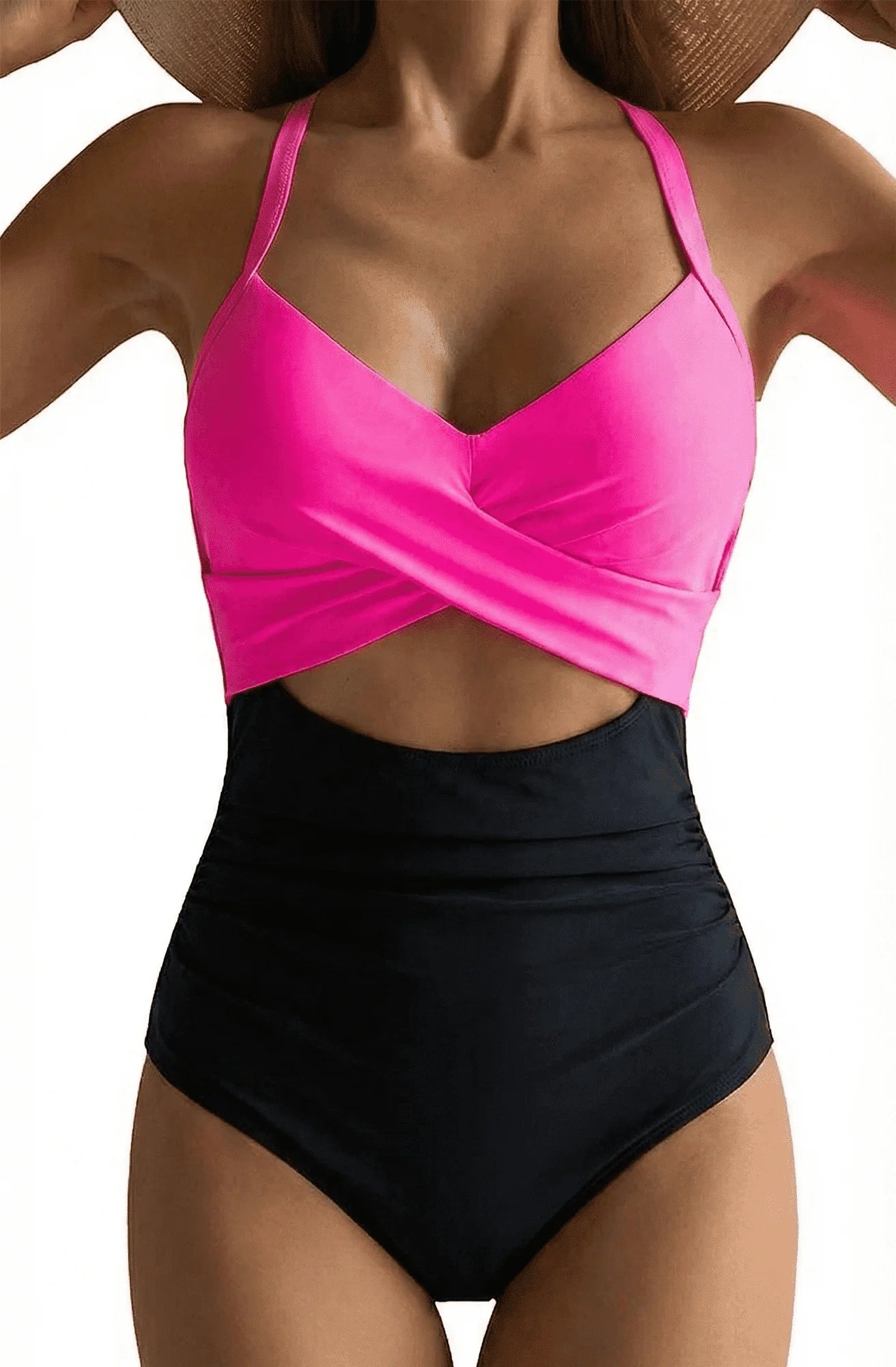 SOMER Women's One Piece Swimsuits Tummy Control Cutout High Waisted Bathing Suit Wrap Tie Back 1 Piece Swimsuit