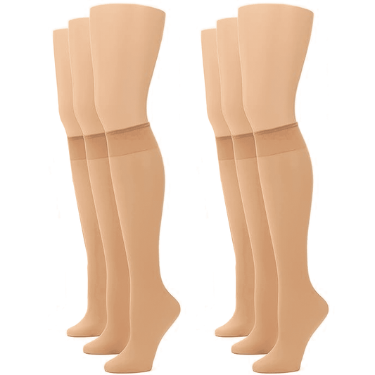 SOMER 3-Pair Knee High Sheer Stockings Silky Socks for women Breathable Comfort Fit High Stockings