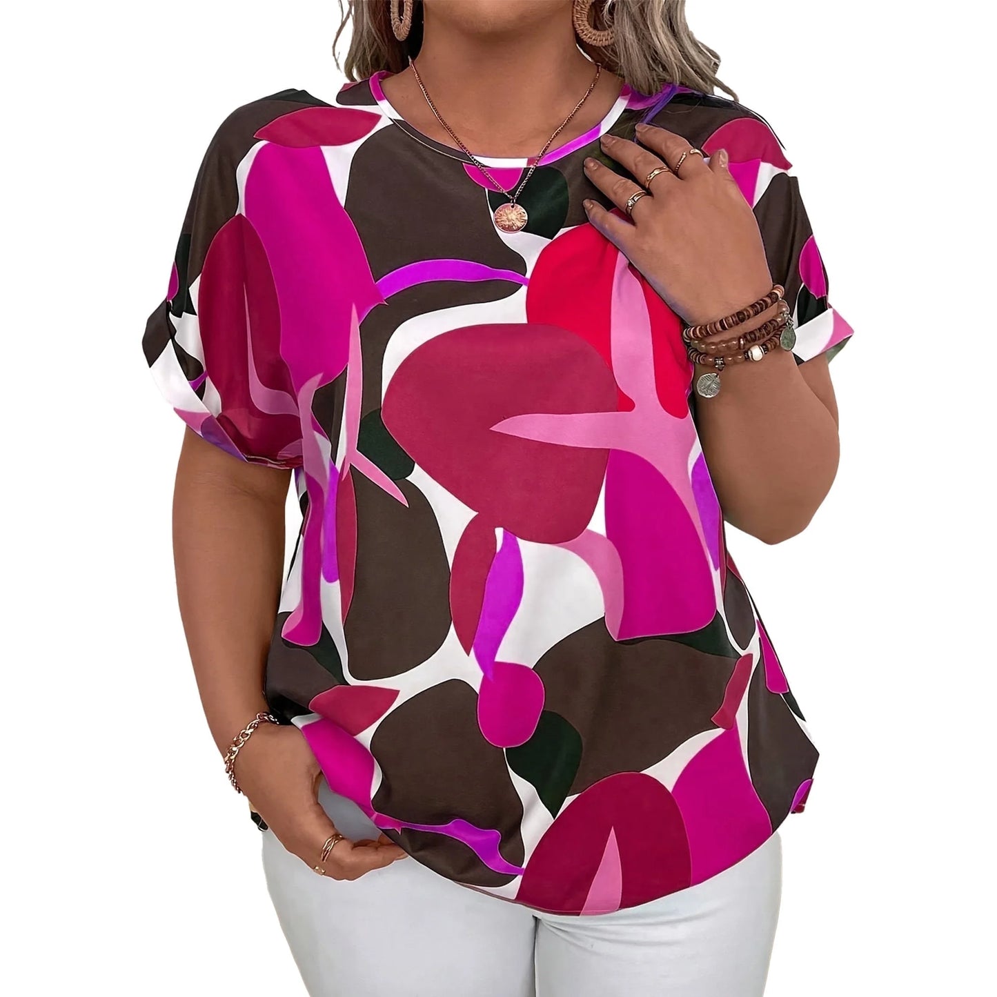 SOMER Plus Size Tops For Women Short Sleeve Women's Tops Casual T Shirts