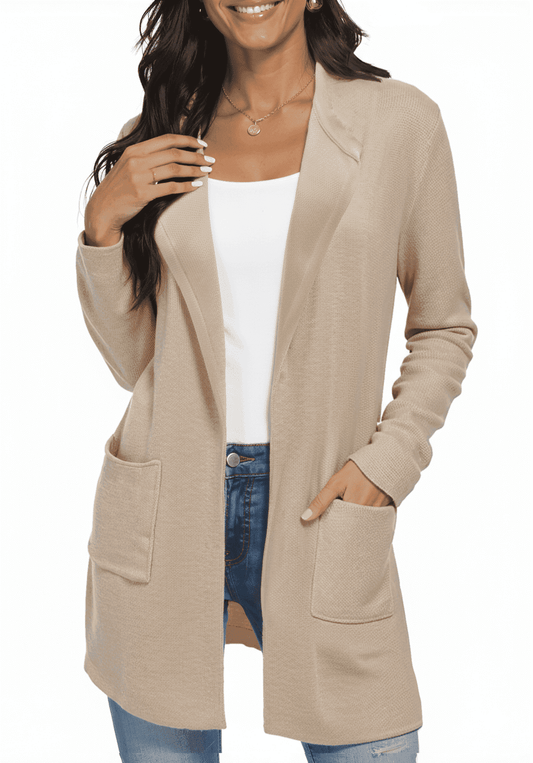 SOMER Cardigan Sweaters for Women Knit Long Sleeve Lightweight Fall Cardigan with Pockets, Casual Women’s Sweater Coat, Khaki