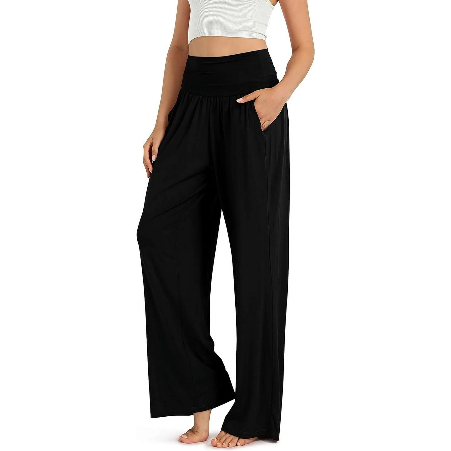 SOMER Women's Wide Leg Palazzo Lounge Pants with Pockets Light Weight Loose Comfy Casual Pajama Pants