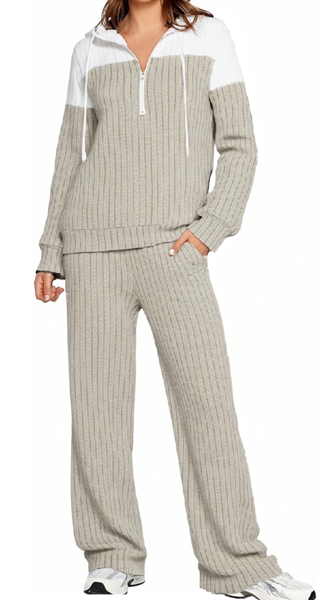 SOMER 2 piece workout lounge Sets for Women Fall Outfits 2025 Sweatsuit Long Sleeve Cute Zip-Up Pullover with Casual Wide Leg Sweatpants