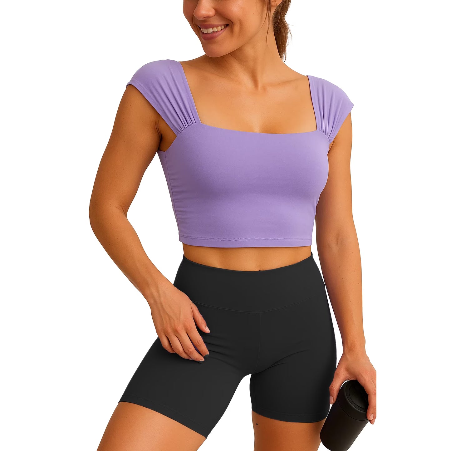SOMER Women's Crop Tops Gym Yoga Workout Tank Top Sleeveless Strappy Design, Athletic Shirt Casual Sports Top Purple