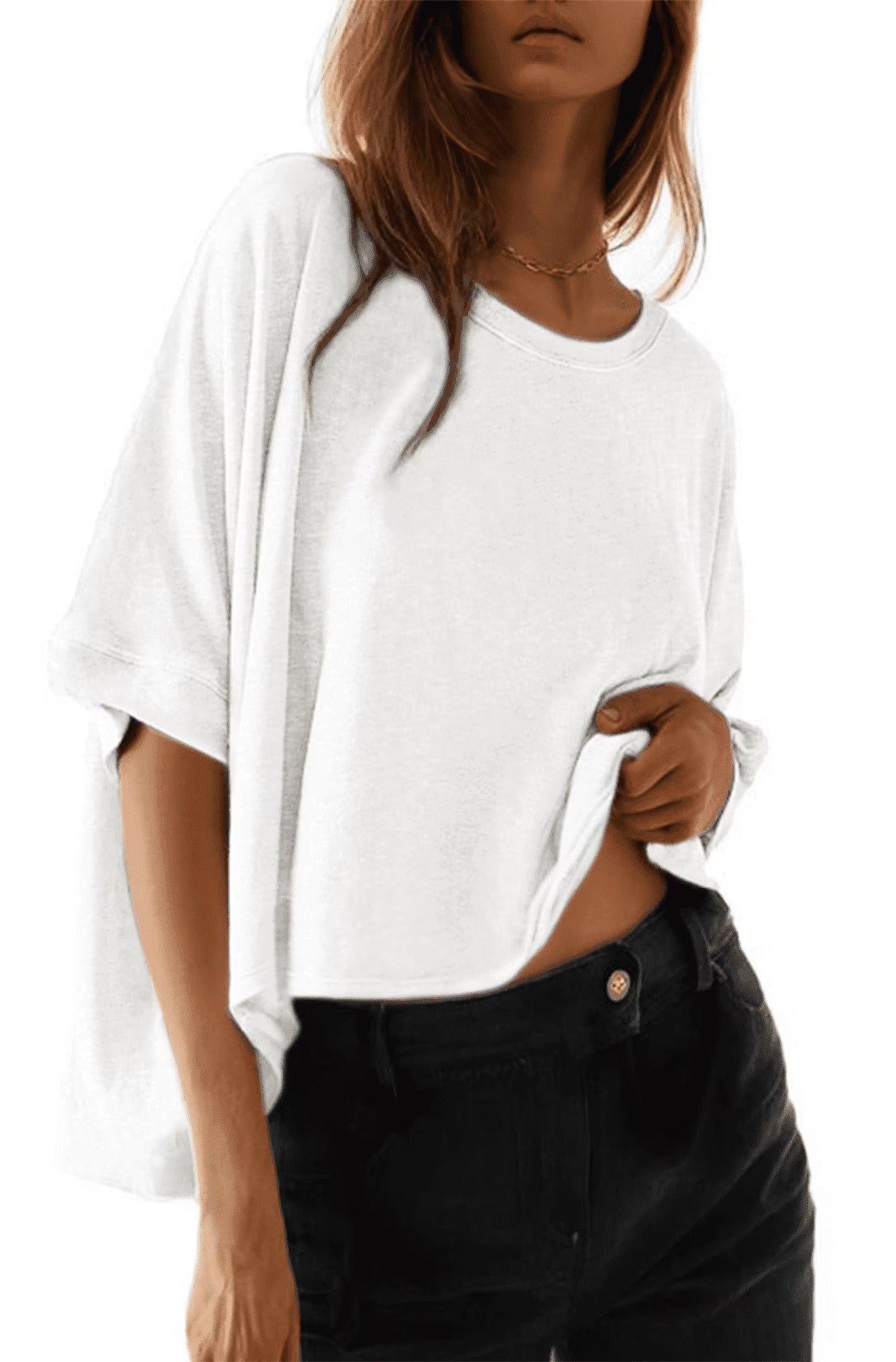 SOMER Womens Shirts Oversized Tshirts for Women Short Sleeve V Neck Slit Hem Summer Tops Gray Workout T Shirts Loose Fit Basic Tee
