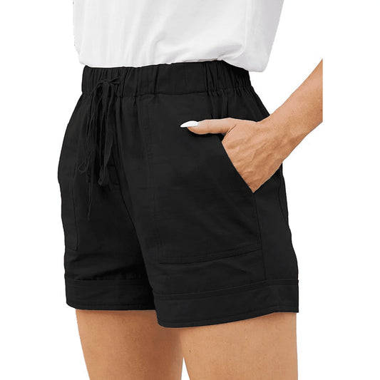 Womens Casual Shorts Comfy Elastic Waist Drawstring Shorts Pants with Pockets