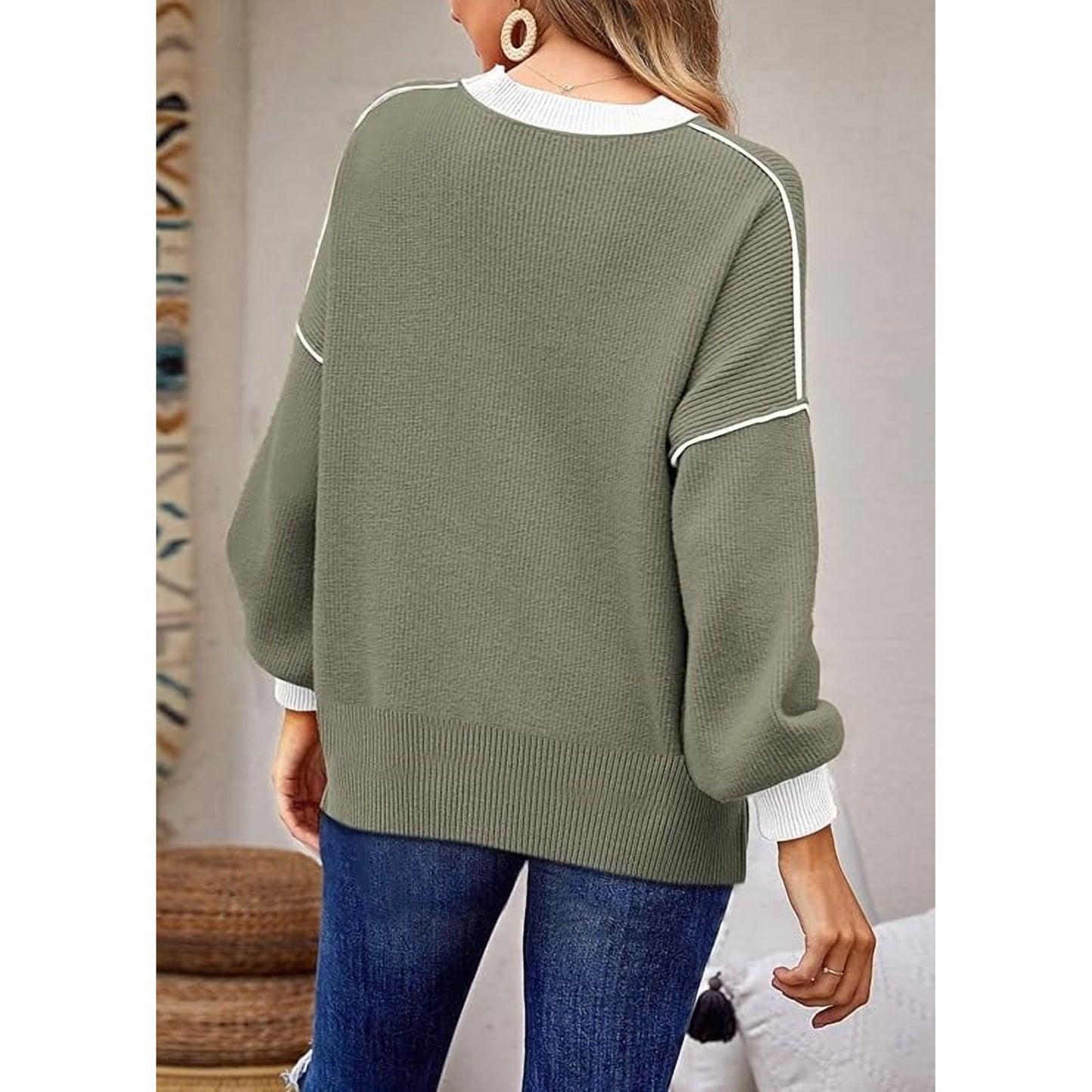 SOMER Womens Oversized Sweaters Fall Fashion Clothes Trendy Batwing Sleeve Colorblock Striped Knit Pullover Tops
