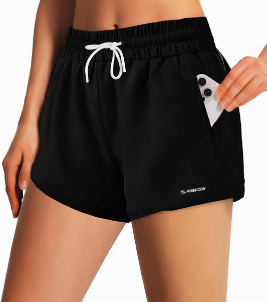 SOMER Running Shorts for Women High Waisted Athletic Gym Workout Shorts with Zipper Pockets and Liner Black Quick Dry Comfy 2025