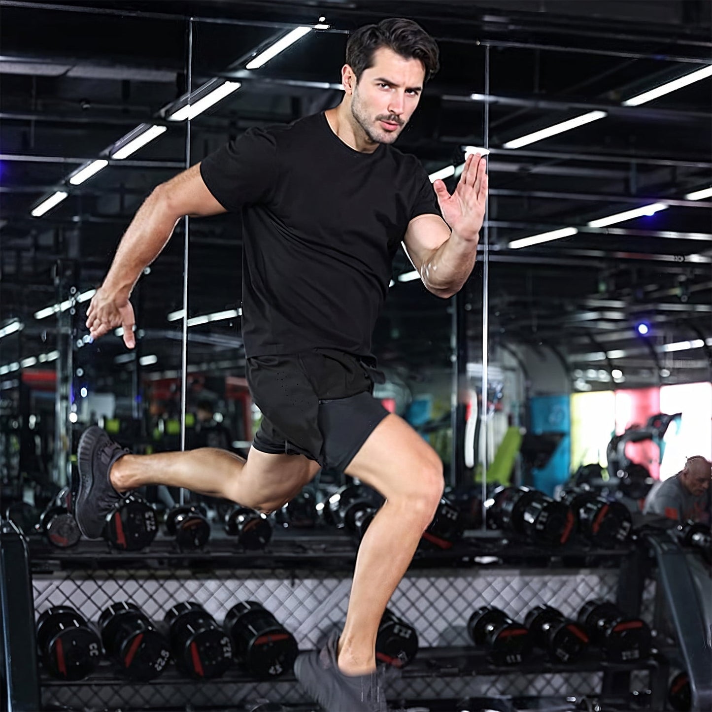SOMER Mens Shorts 2 in 1 Gym Shorts Quick Dry Running Shorts for Men with Zipper Pockets and Drawstring Black Athletic Workout