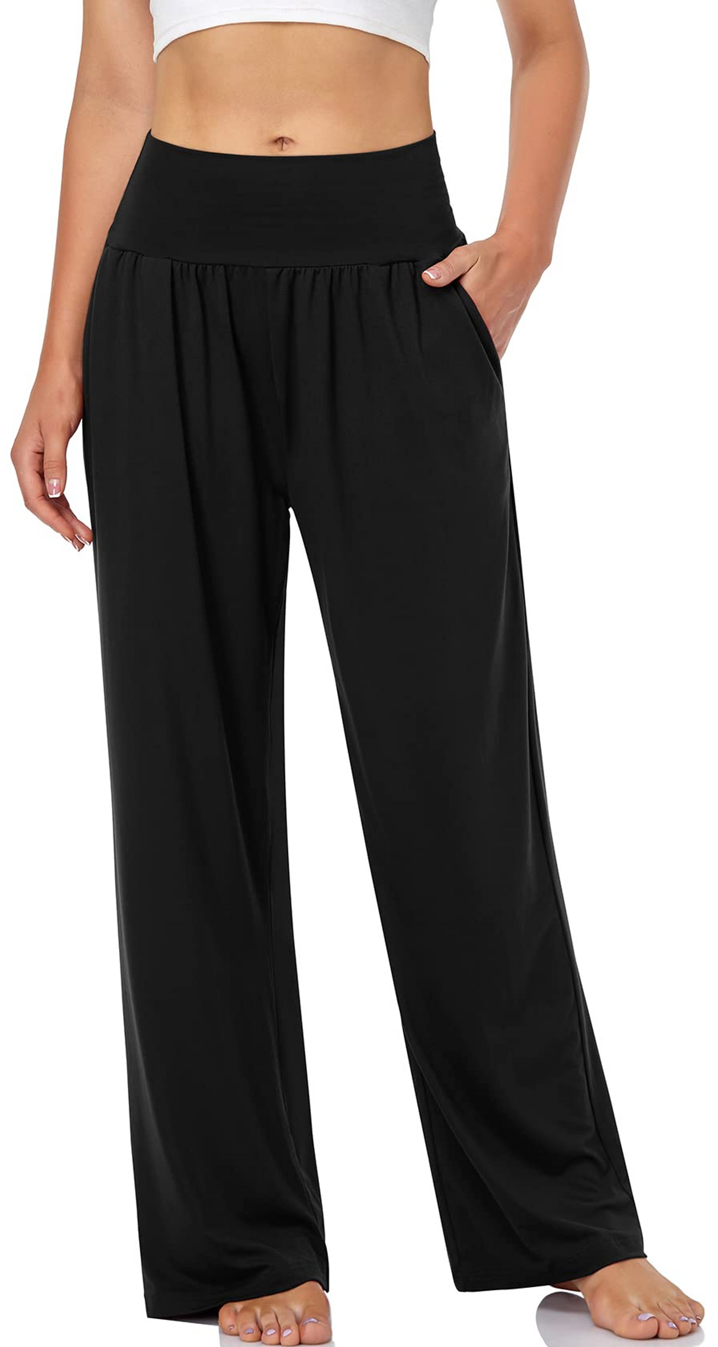 SOMER Wide Leg Yoga Pants for Women High Waist Casual Dress Pants Business Work Trousers Stretchy Loose Sweatpants