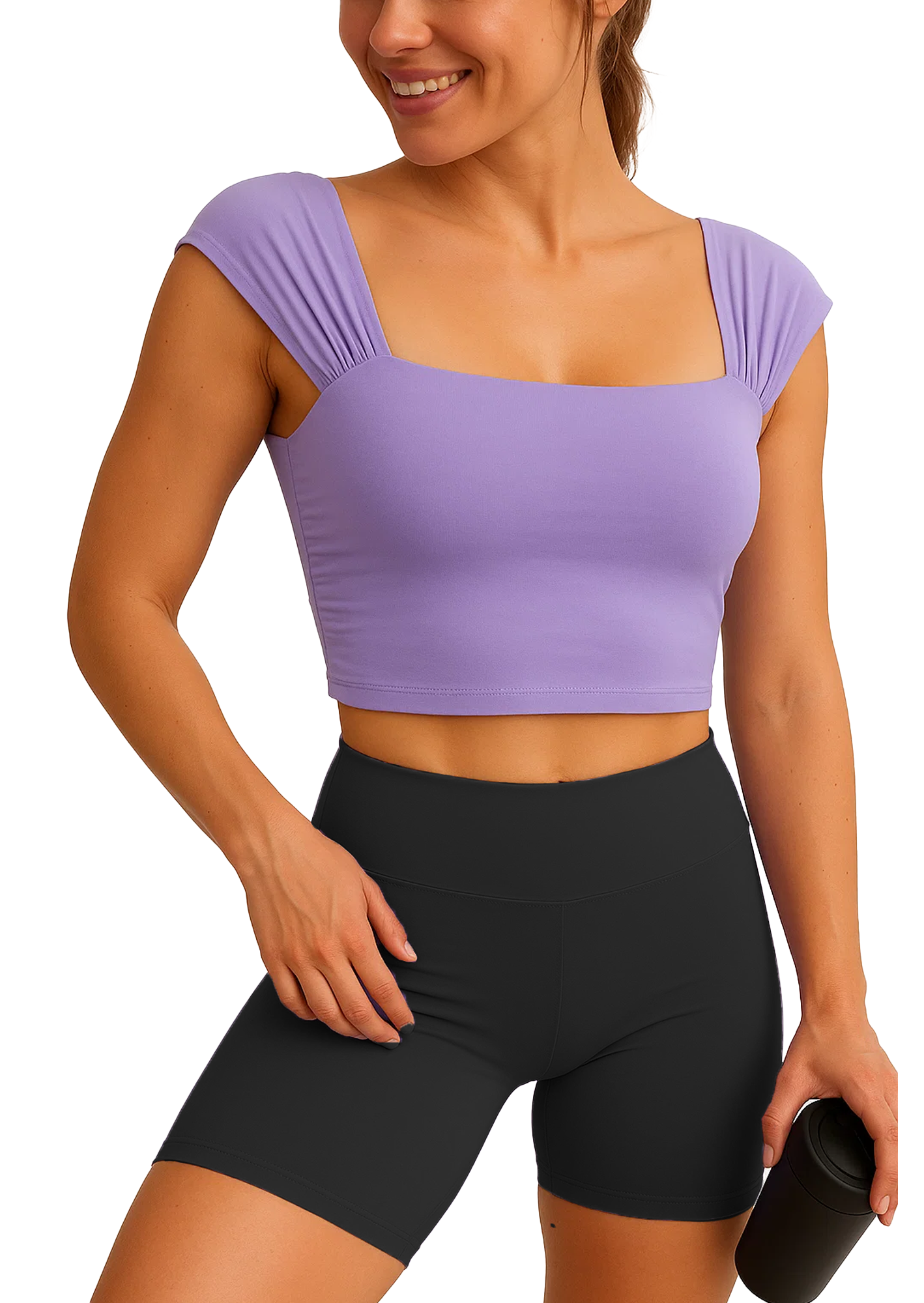 SOMER Women's Crop Tops Gym Yoga Workout Tank Top Sleeveless Strappy Design, Athletic Shirt Casual Sports Top Purple