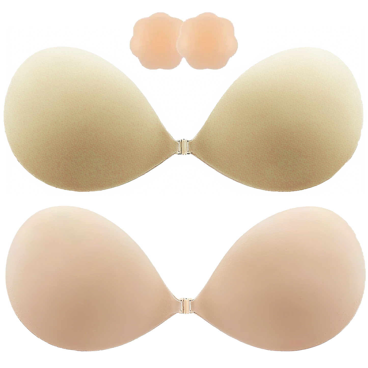 SOMER 2 Pairs Backless Bra, Sticky Bra, Reusable Adhesive Bra, Strapless Bras for Women, Push Up Backless Strapless Bra for Backless Dress Top, Adhesive Invisible Lift Up Bras with Nipple Covers