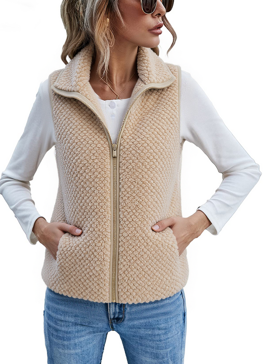SOMER Vest for Women Sherpa Fleece Trendy Warm Sleeveless Vests Jacket Lightweight Zip Coats with Pockets Fall Outerwear