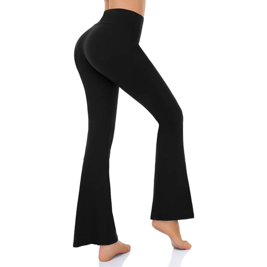 SOMER Women's Leggings Yoga Pants V Crossover High Waisted Flare Leggings Casual Bootleg Workout Pants