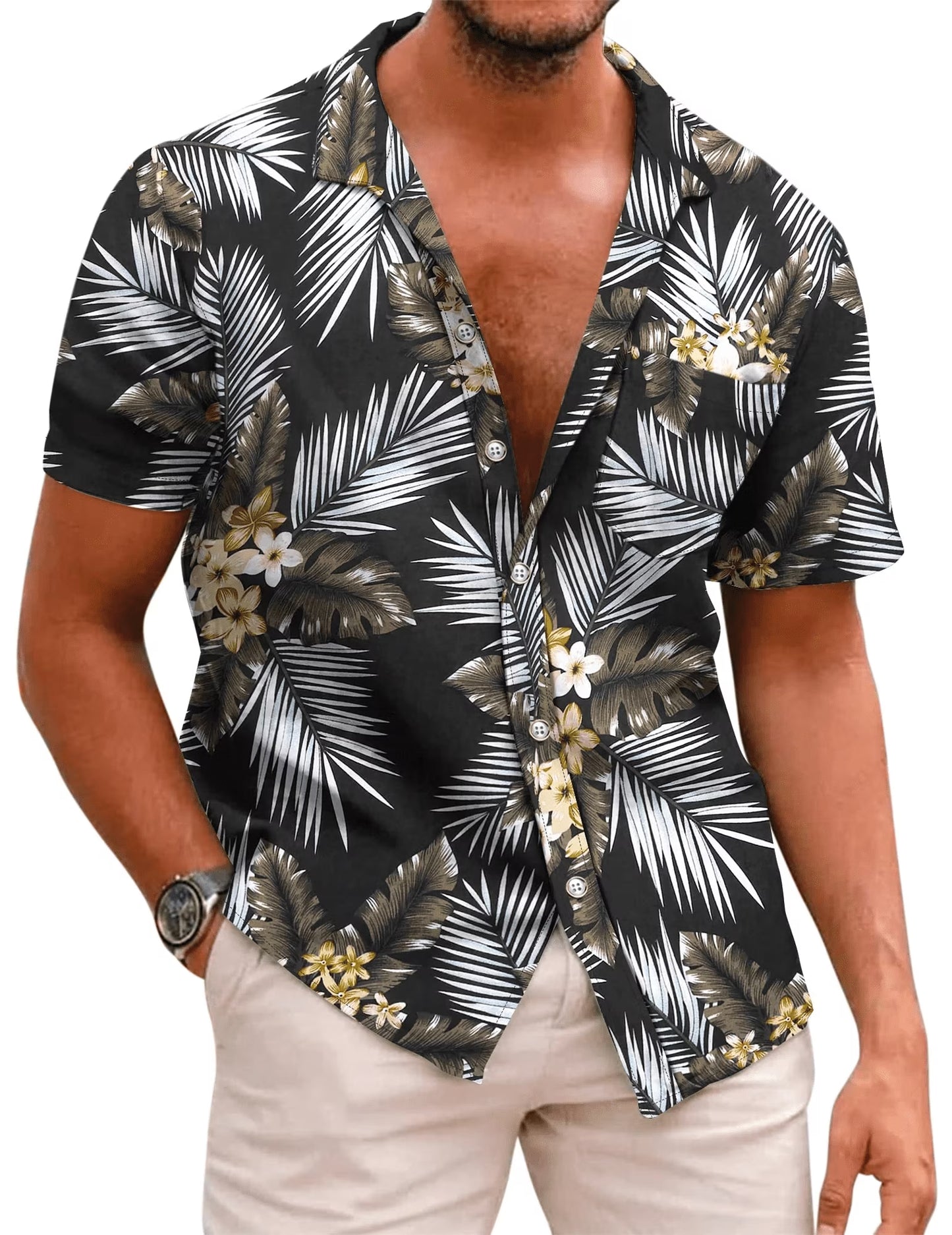 SOMER Men's Hawaiian Shirts Short Sleeve Button Down Beach Shirt Casual Floral Dress Summer Shirt