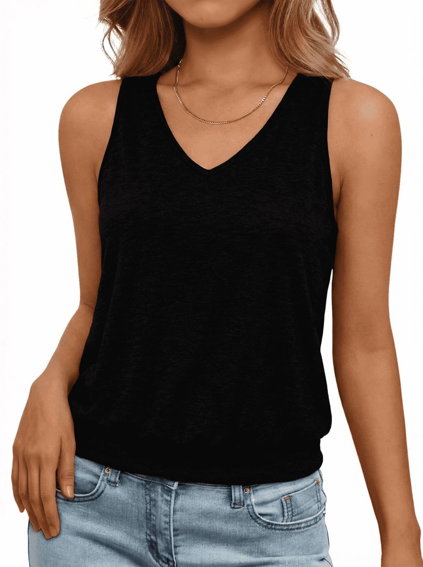 SOMER Dressy Tank Tops for Women Keyhole Neck Pleated Neck Sleeveless Blouse Casual Business Work Shirts Summer Trendy Black