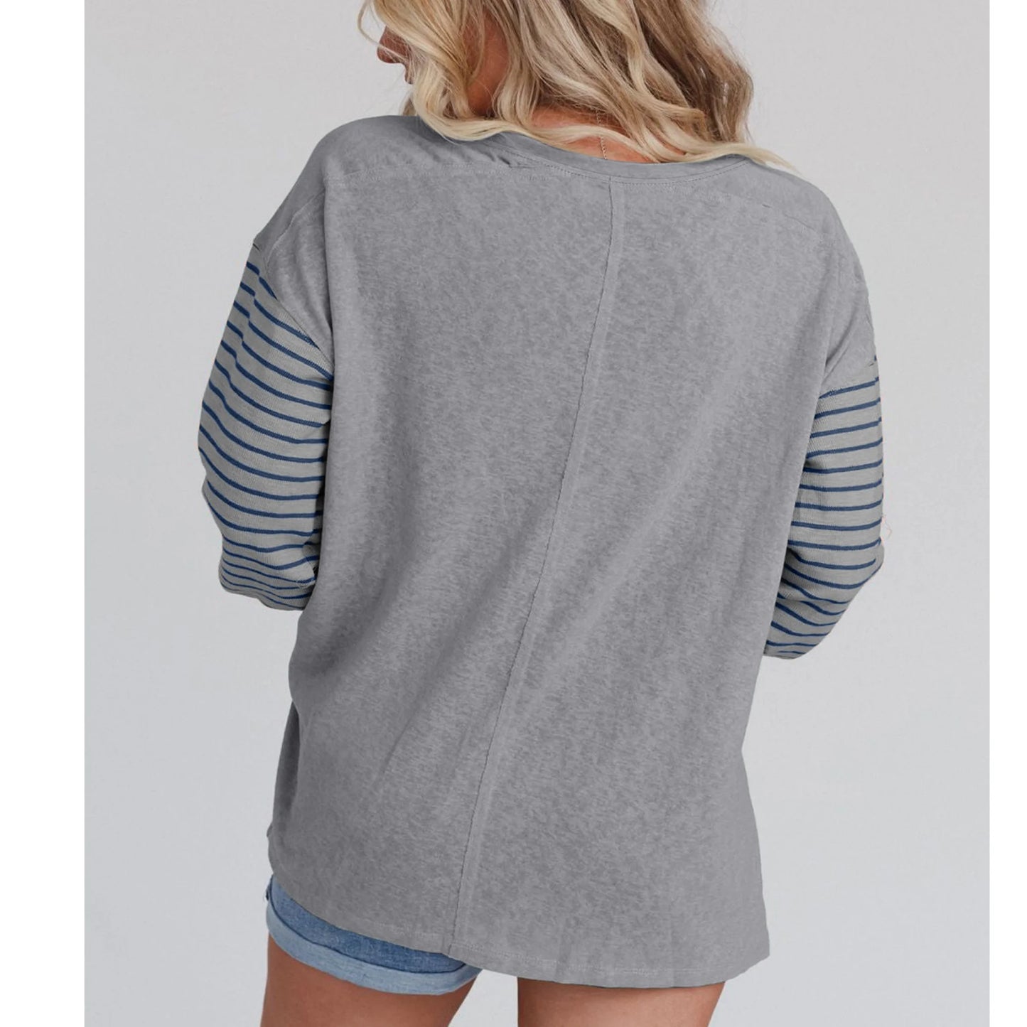 SOMER Women Blouses Plus Size Tops Long Sleeve Trendy Round Crew Neck Casual Color Block Womens Shirts Blouses