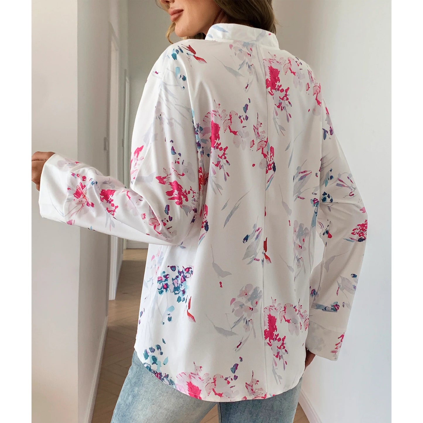 SOMER Button Down Shirts for Women Blouses for Women Dressy Casual V Neck Silky Printed Wrinkle-Resistant Long Sleeve Tops Trendy Early Fall Fashion 2025