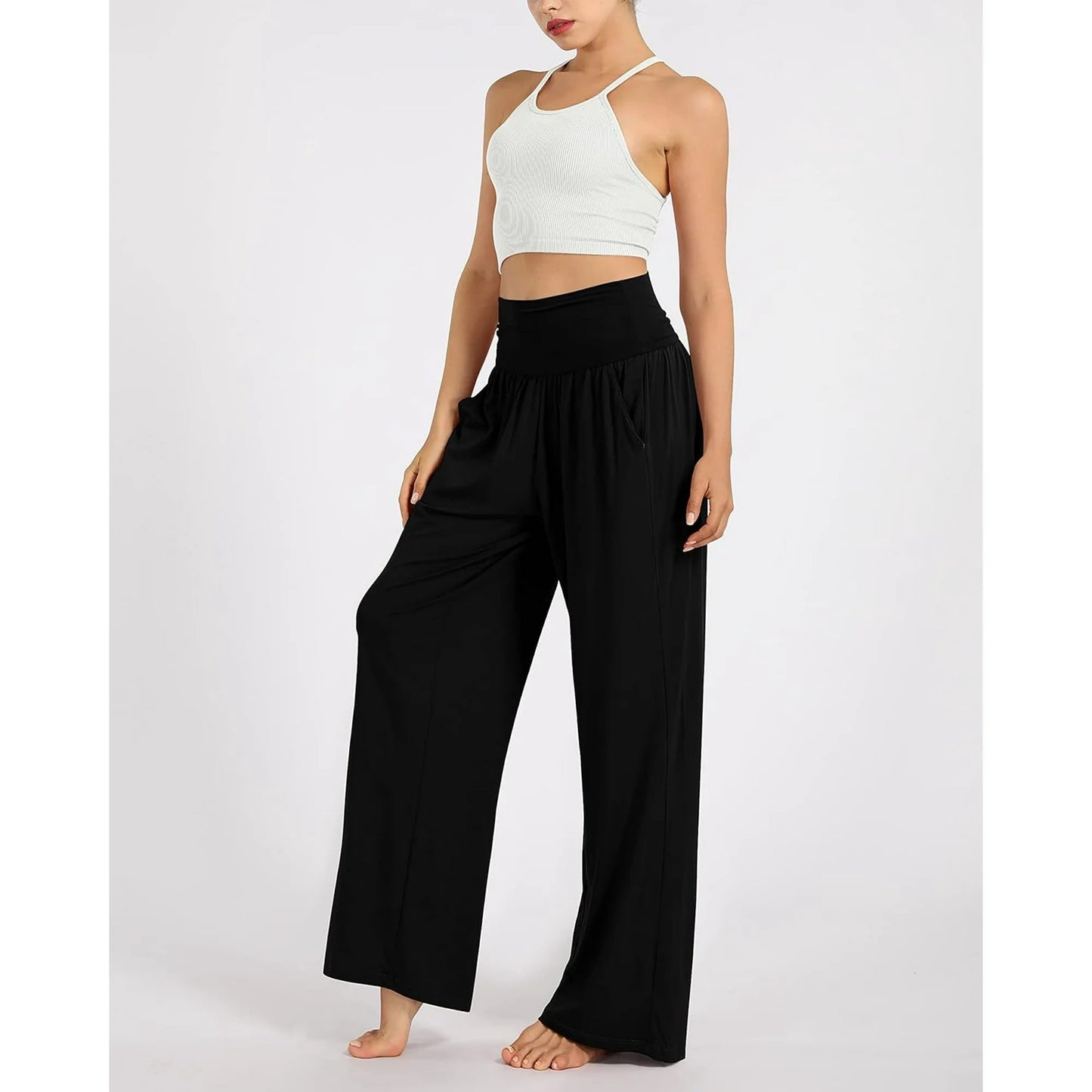 SOMER Women's Wide Leg Palazzo Lounge Pants with Pockets Light Weight Loose Comfy Casual Pajama Pants
