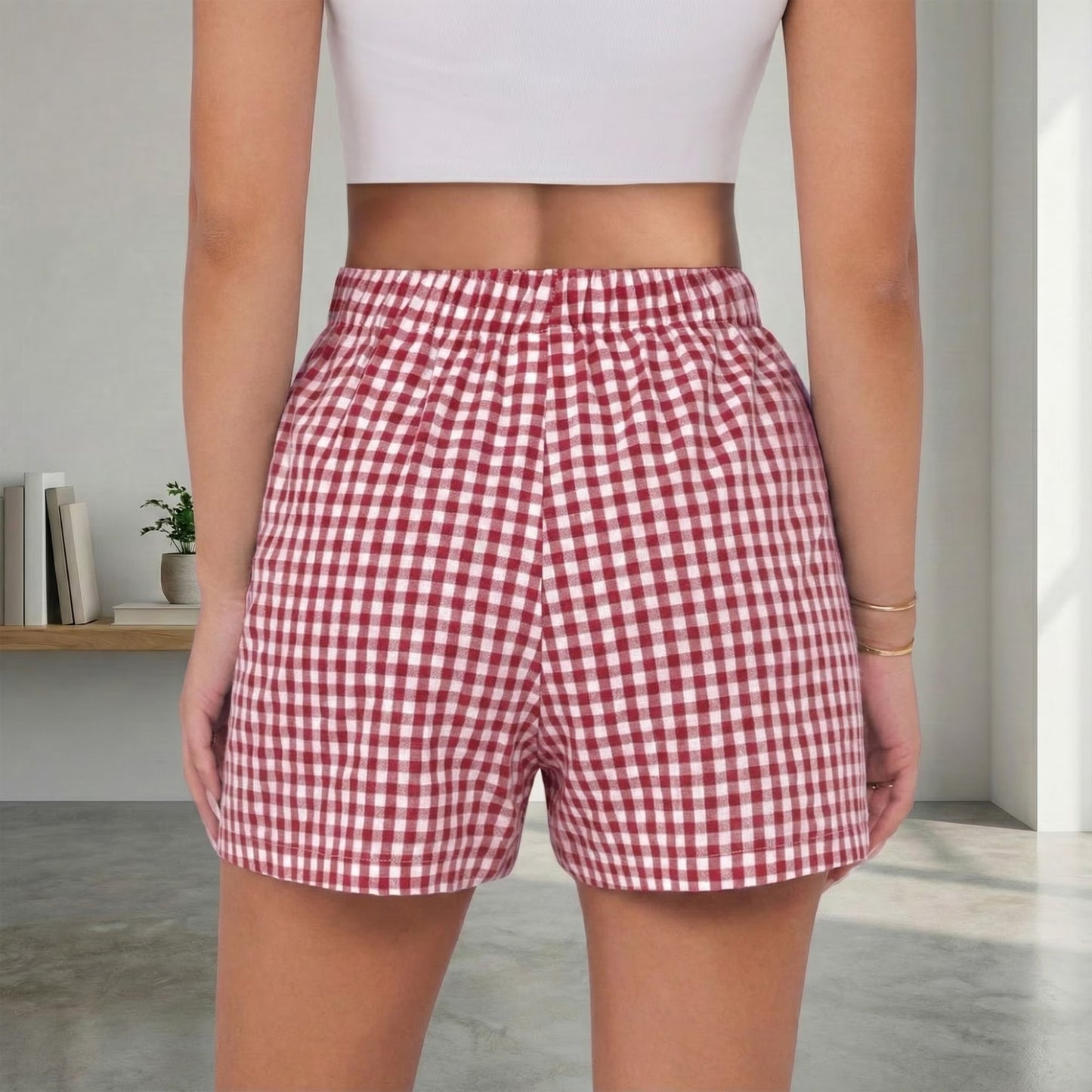 SOMER Women’s Pajama Shorts Gingham Plaid Boxer Lounge Sleep Shorts Casual Bottoms 2026 Summer XL