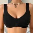 SOMER Sports Bras for Women Front Close Sports Bras Seamless Bras No Underwire Wireless Comfort Bra Full Coverage Push Up Support for Everyday Wear Bra Black