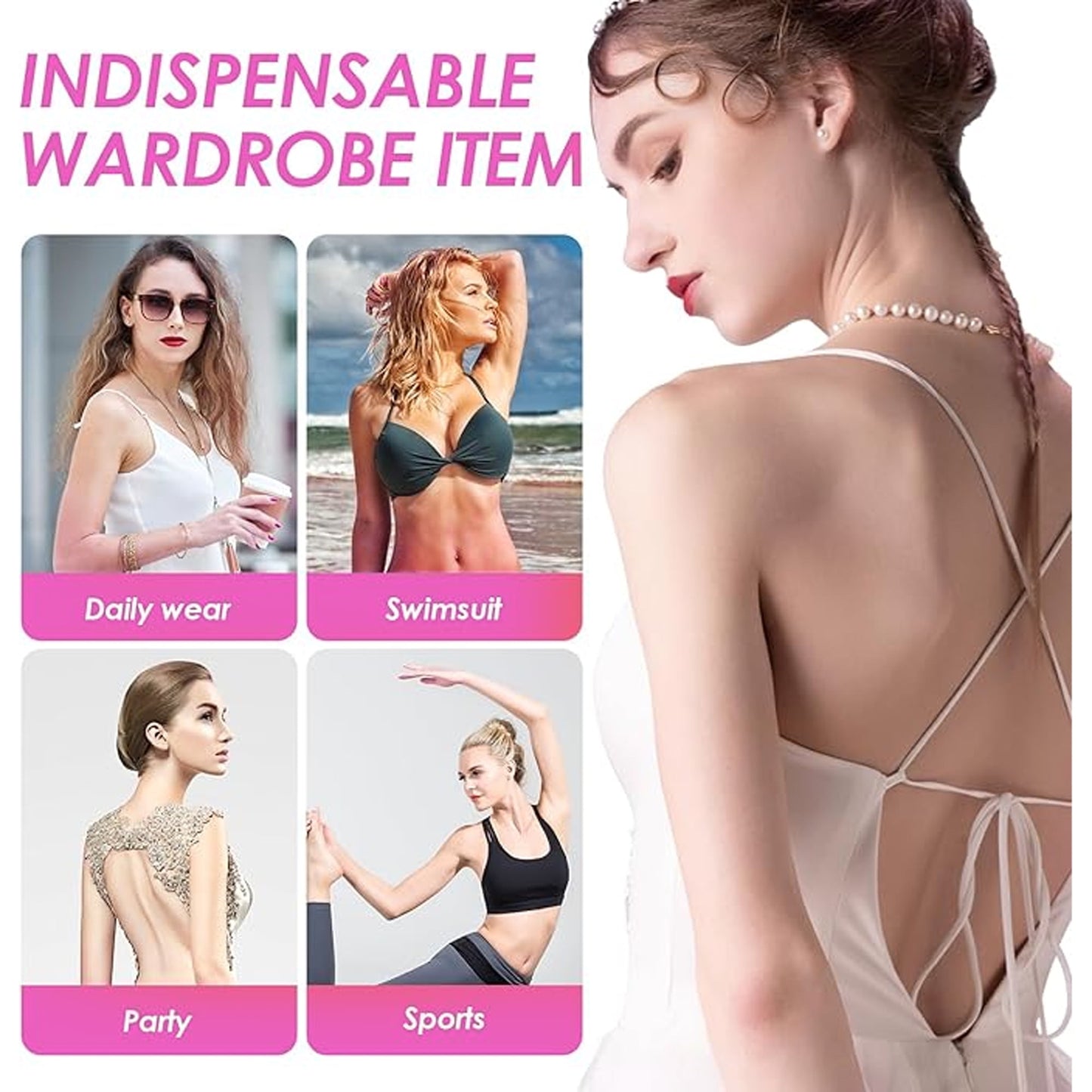 SOMER 2 Pairs Snowy Sticky Bra Inserts Push Up Ultra Boob Inserts Double-Sided Adhesive Pads Bra Beige