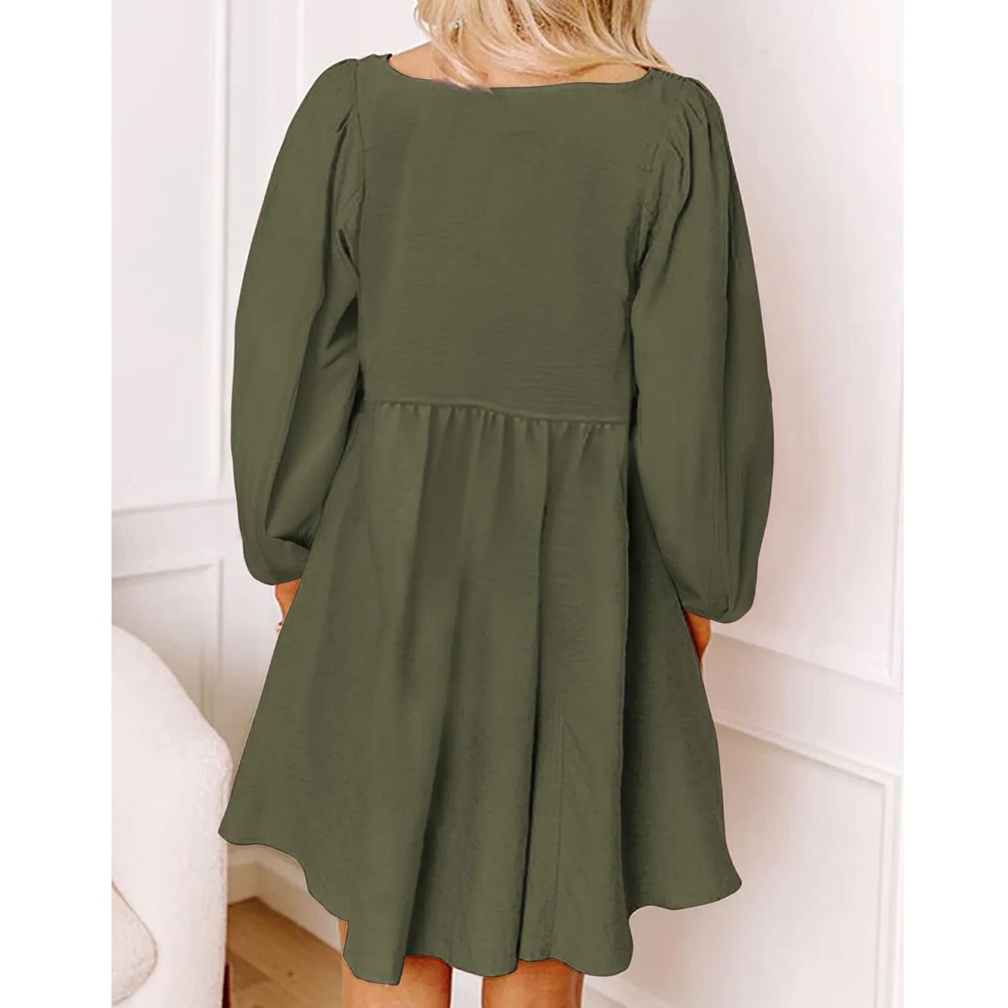 SOMER Casual Dresses for Women, Fall Winter A-Line Midi Dresses for Women 2025 Crewneck Button Up, Cute Long Sleeve Dress for Women