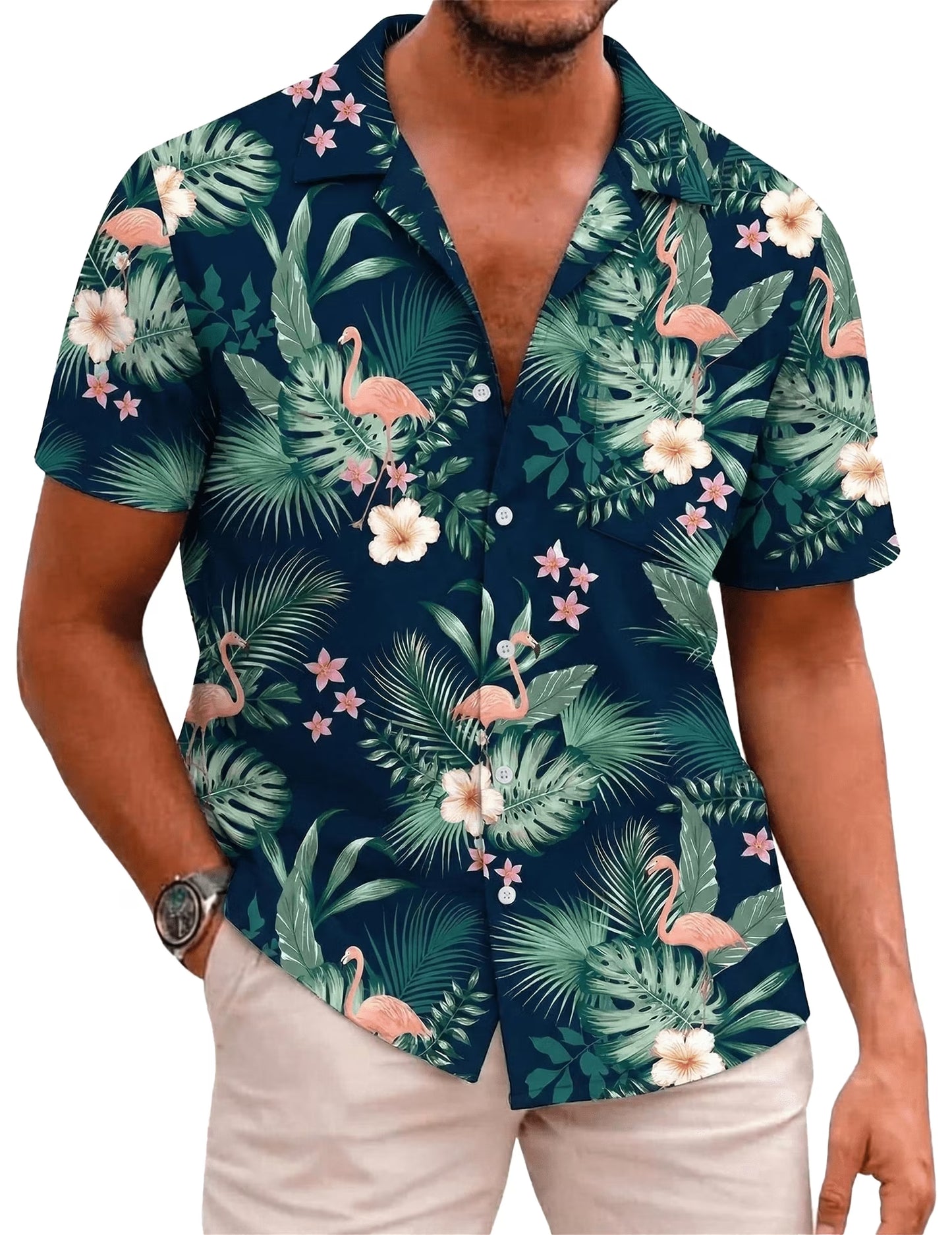SOMER Men's Hawaiian Shirts Short Sleeve Button Down Beach Shirt Casual Floral Dress Summer Shirt