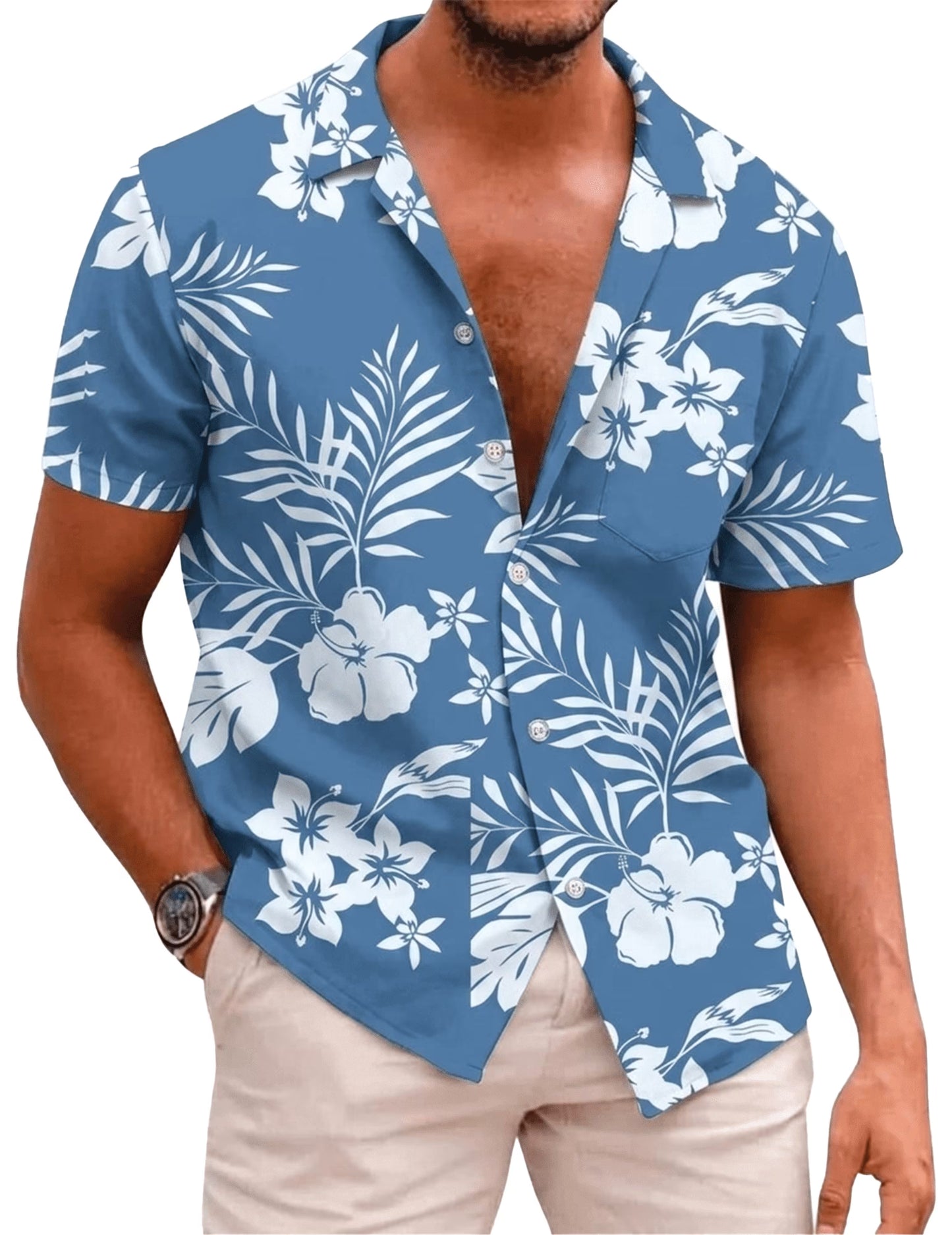 SOMER Men's Hawaiian Shirts Short Sleeve Button Down Beach Shirt Casual Floral Dress Summer Shirt