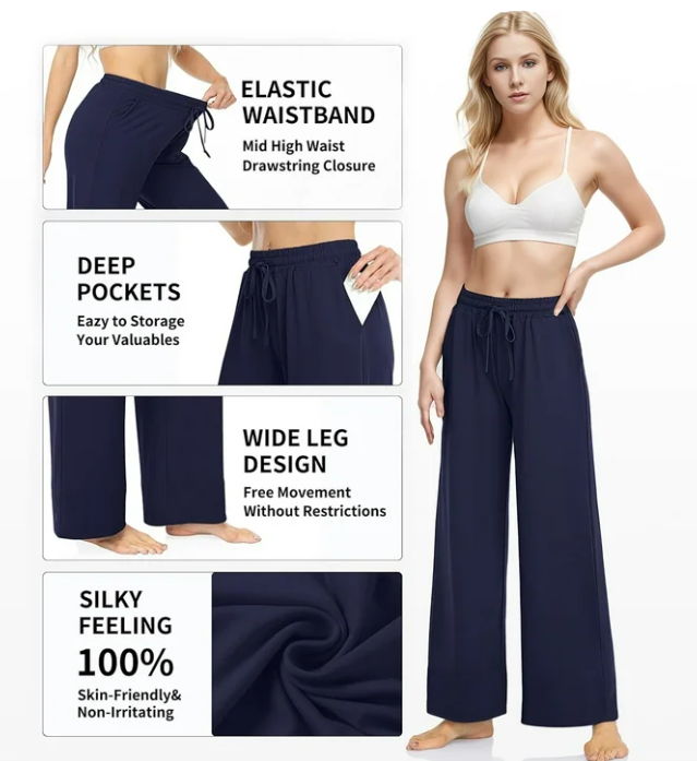 SOMER Womens Yoga Sweatpants Wide Leg Lounge Pajamas Pants Drawstring Workout Comfy Joggers Pants with Pockets