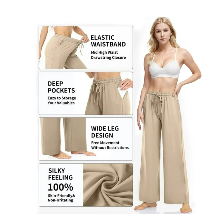 SOMER Womens Yoga Sweatpants Wide Leg Lounge Pajamas Pants Drawstring Workout Comfy Joggers Pants with Pockets