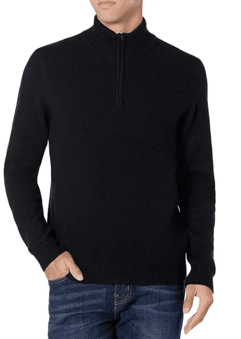 SOMER Men's Sweater Quarter Zip Mock Neck Sweaters for Men Slim Fit Long Sleeve Pullover Sweatshirts for Men Casual Lightweight Polo