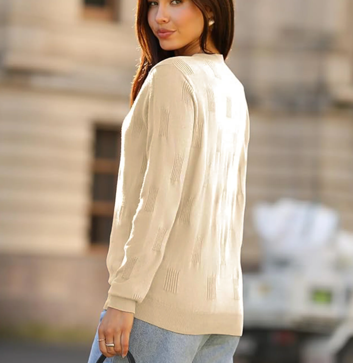 SOMER Womens Sweaters V Neck Pullover Long Sleeve Knitted Cozy Dressy Casual Lightweight Ladies Trendy Spring Fall Winter Sweaters for Women 2025