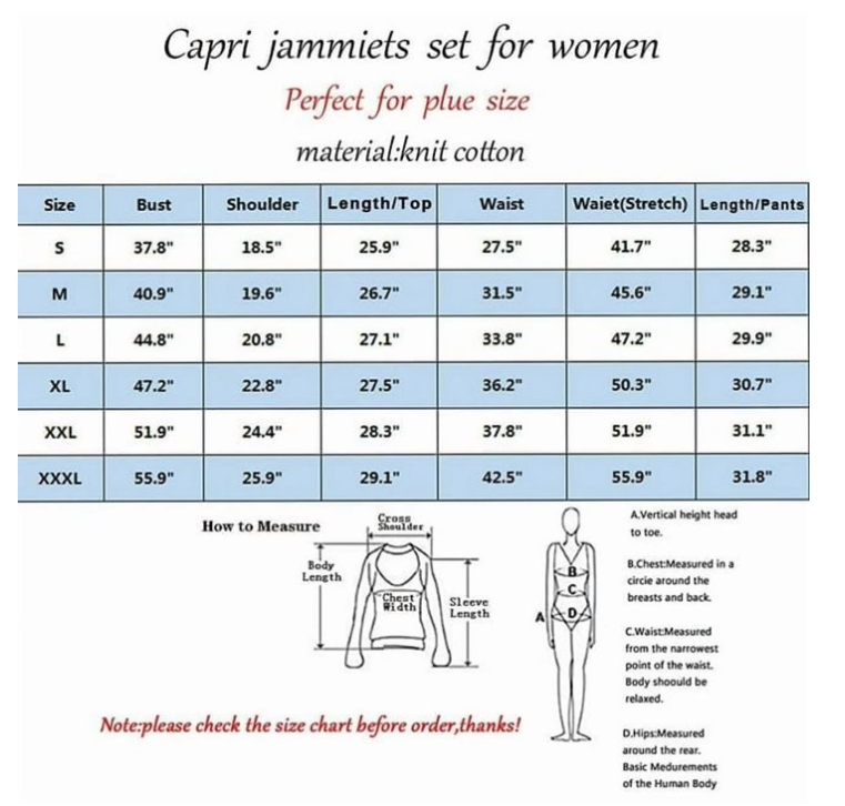 SOMER Womens Pajama Sets Cotton Pj Set Short Sleeve Top With Capri Pants Sleepwear 2 Piece Lounge Set