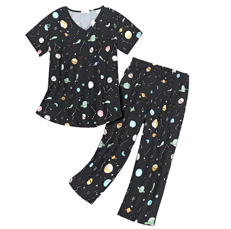 SOMER Womens Pajama Sets Cotton Pj Set Short Sleeve Top With Capri Pants Sleepwear 2 Piece Lounge Set